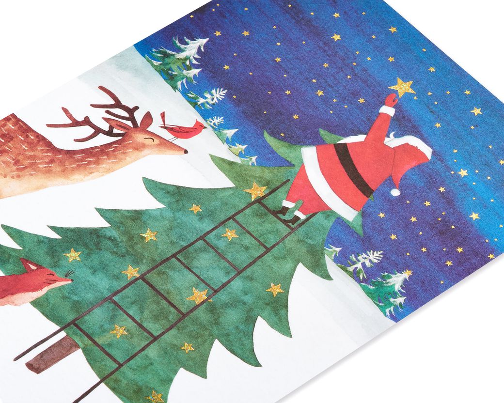 Santa Reaching for Holiday Star Holiday Boxed Cards - Glitter Free, 14-Count Image 4