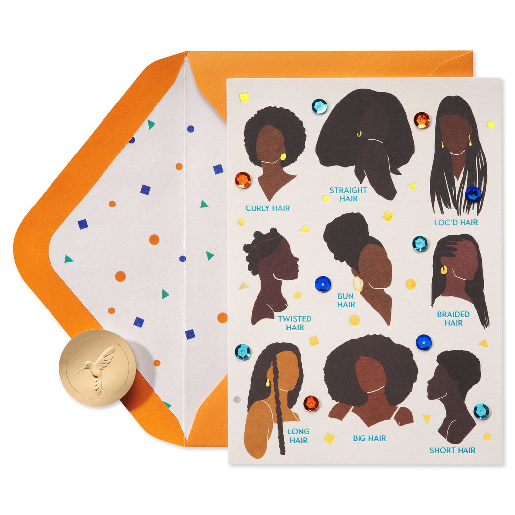 Hair, However You Rock It Birthday Greeting Card - Illustrated by Sarah Dahir Image 1