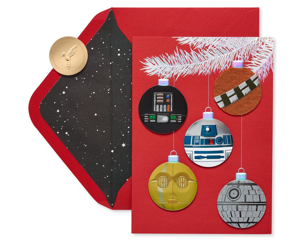 Merry Force Be with You Star Wars Christmas Boxed Cards -Glitter, 8-Count Image 1