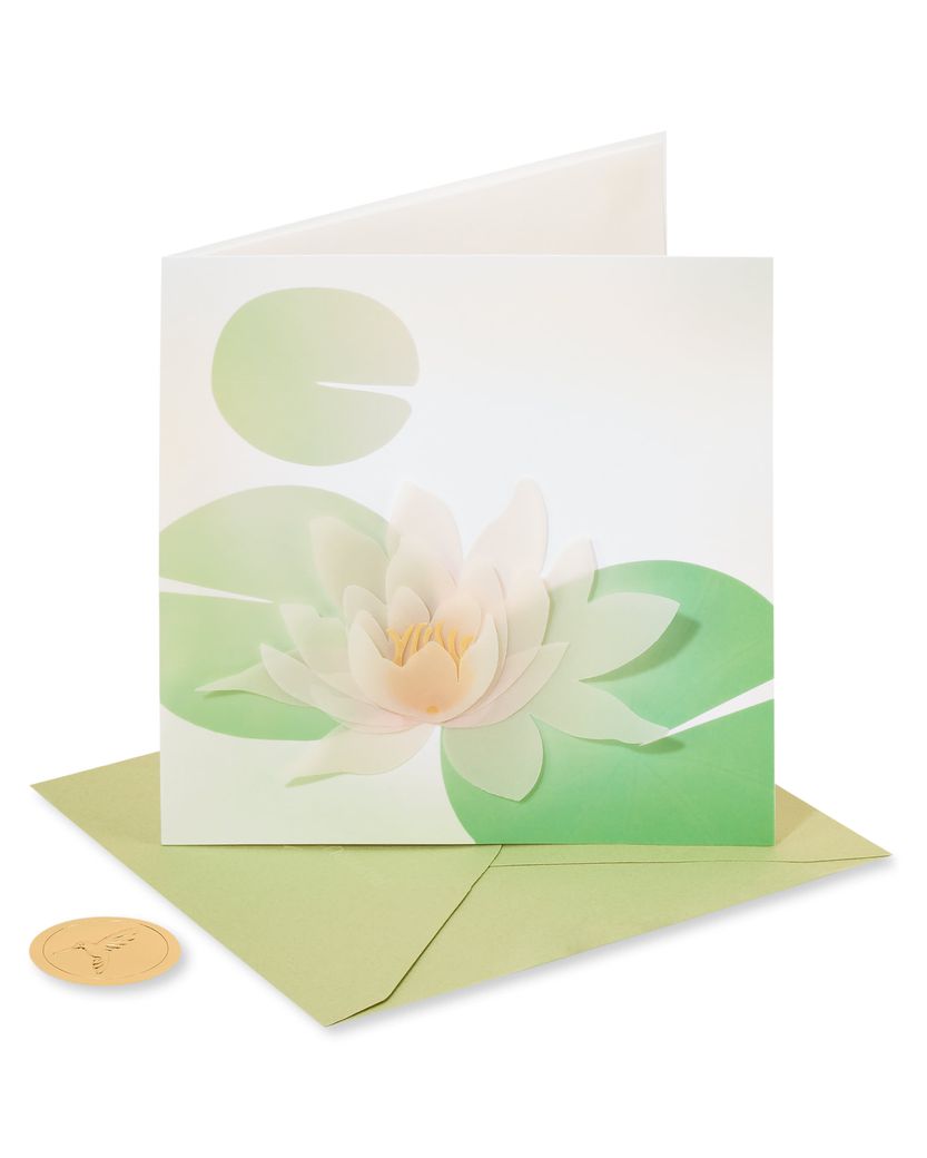 Transparent Lotus Flower Sympathy Greeting Card Image 3