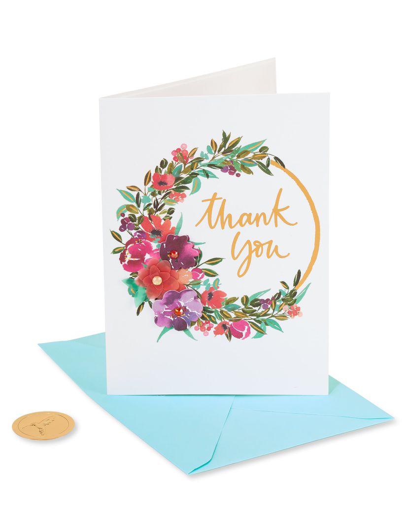 Painterly Wreath Thank You Greeting Card - Papyrus