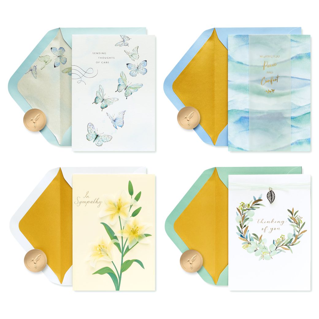 Flowers and Butterflies Sympathy Card Pack, 4-Count Image 1