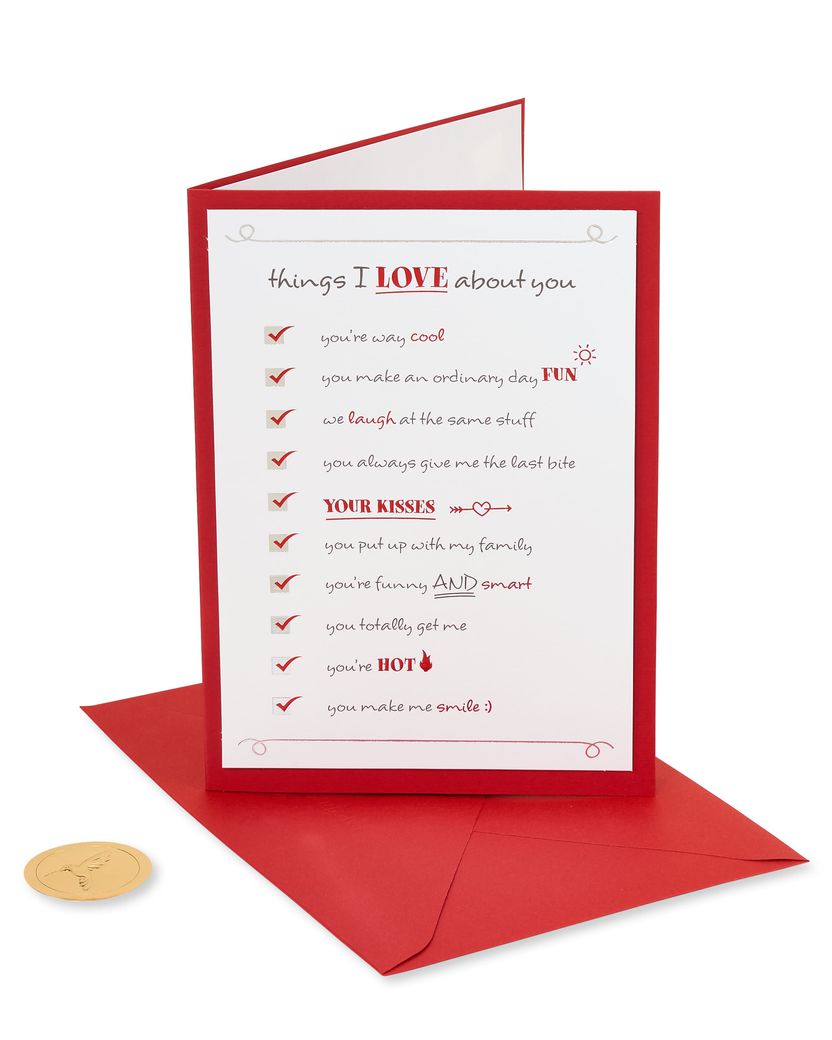 Reasons I Love You Romantic Greeting Card - Papyrus