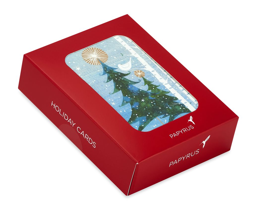 Holiday Snowbird and Tree Christmas Cards Boxed Cards - Glitter Free, 20-Count Image 6