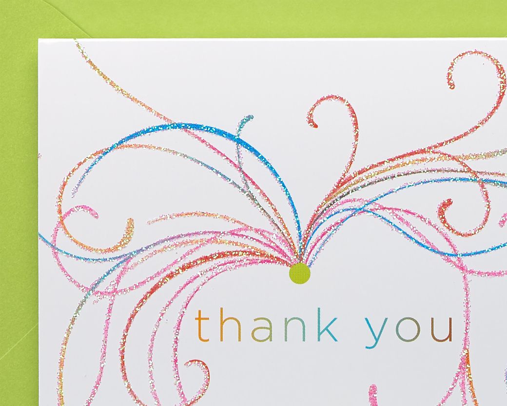 Swirl Thank You Boxed Blank Note Cards with Glitter 14-CountImage 3