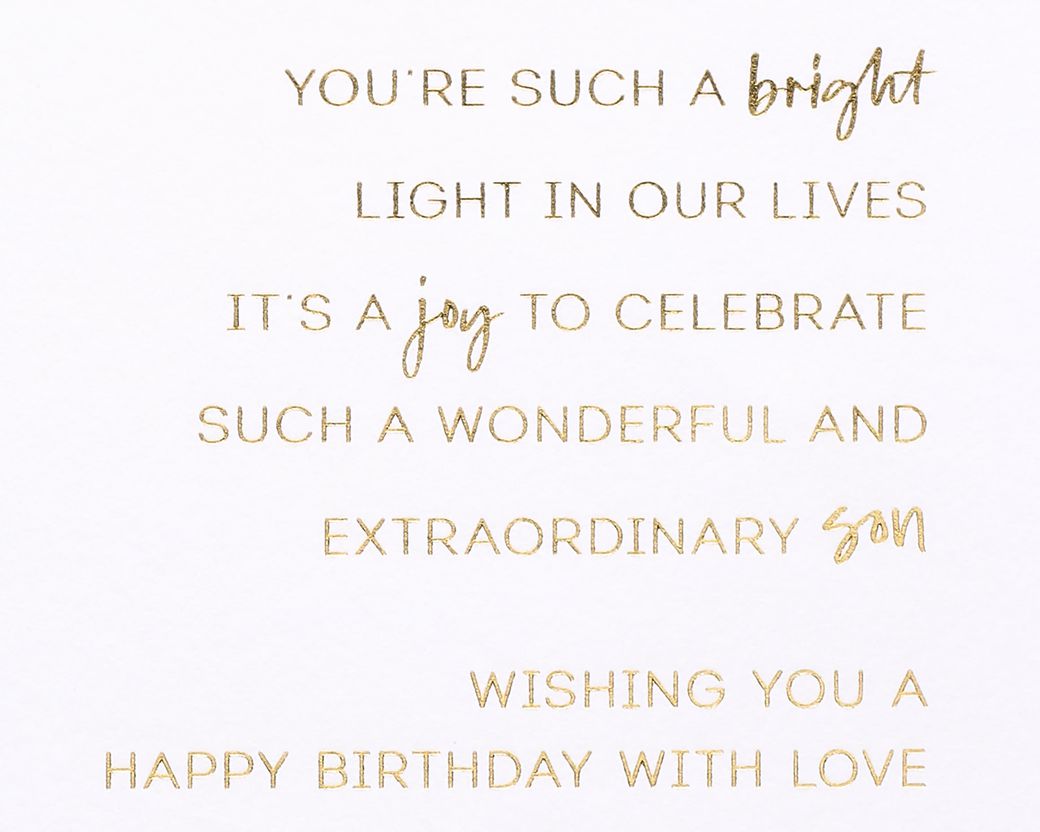 Bright Light In Our Lives Birthday Greeting Card for Son Image 2