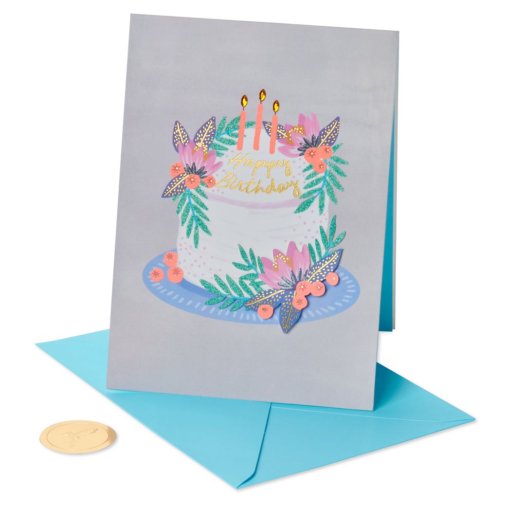 Floral Berries Cake Birthday Greeting CardImage 1