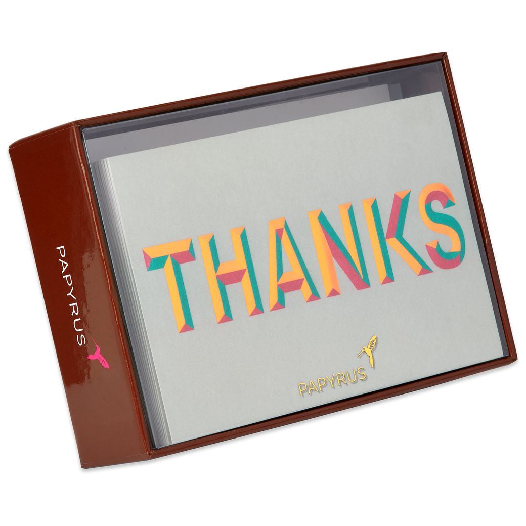 Beveled Thanks Thank You Boxed Blank Note Cards With Envelopes, 16-Count -  Papyrus