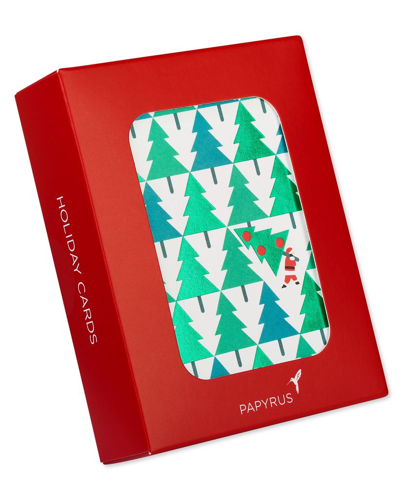 Pine Trees with Santa Holiday Christmas Boxed Cards - Glitter-Free, 20-Count Image 6