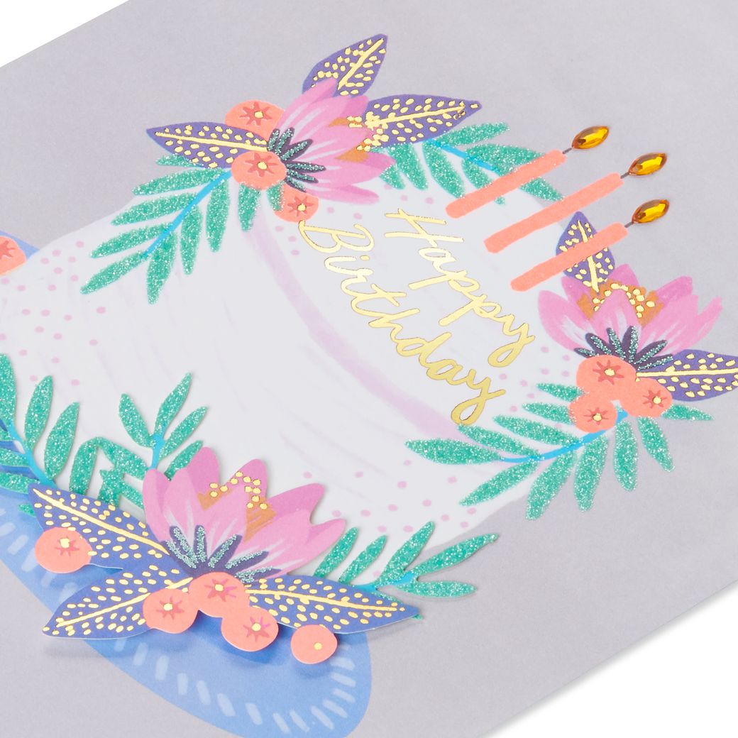 Floral Berries Cake Birthday Greeting CardImage 2