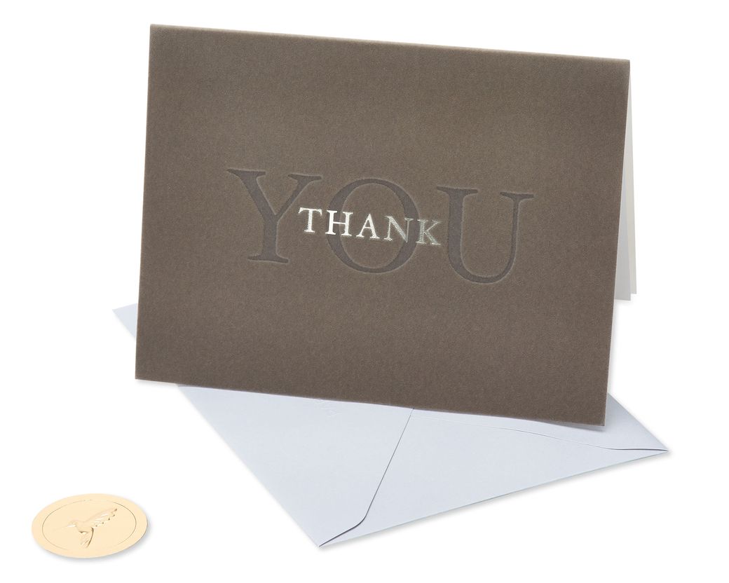 Papyrus Thank You Card. Gold Feather. Blank Inside. New In Cellophane.