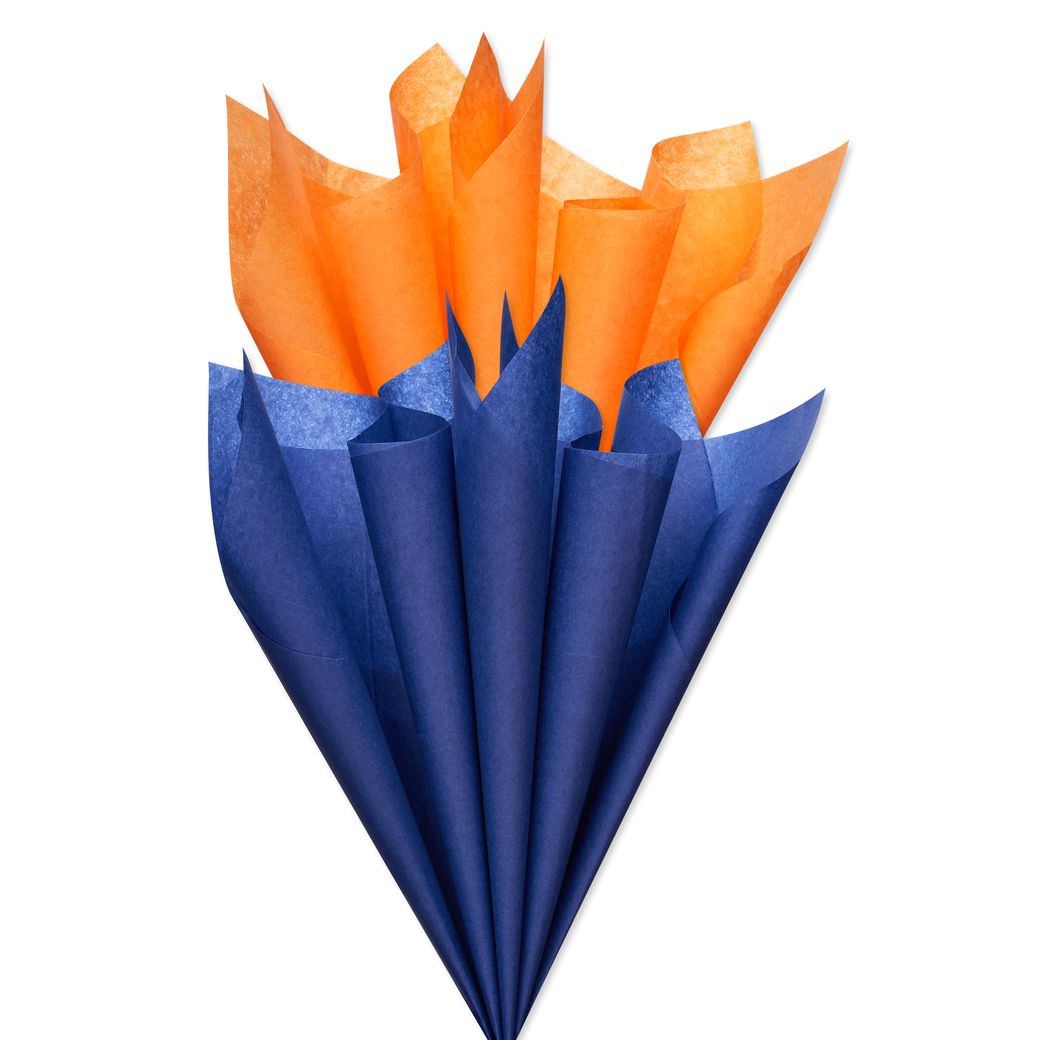 Navy and Orange Tissue Paper, 8-Sheets Image 2