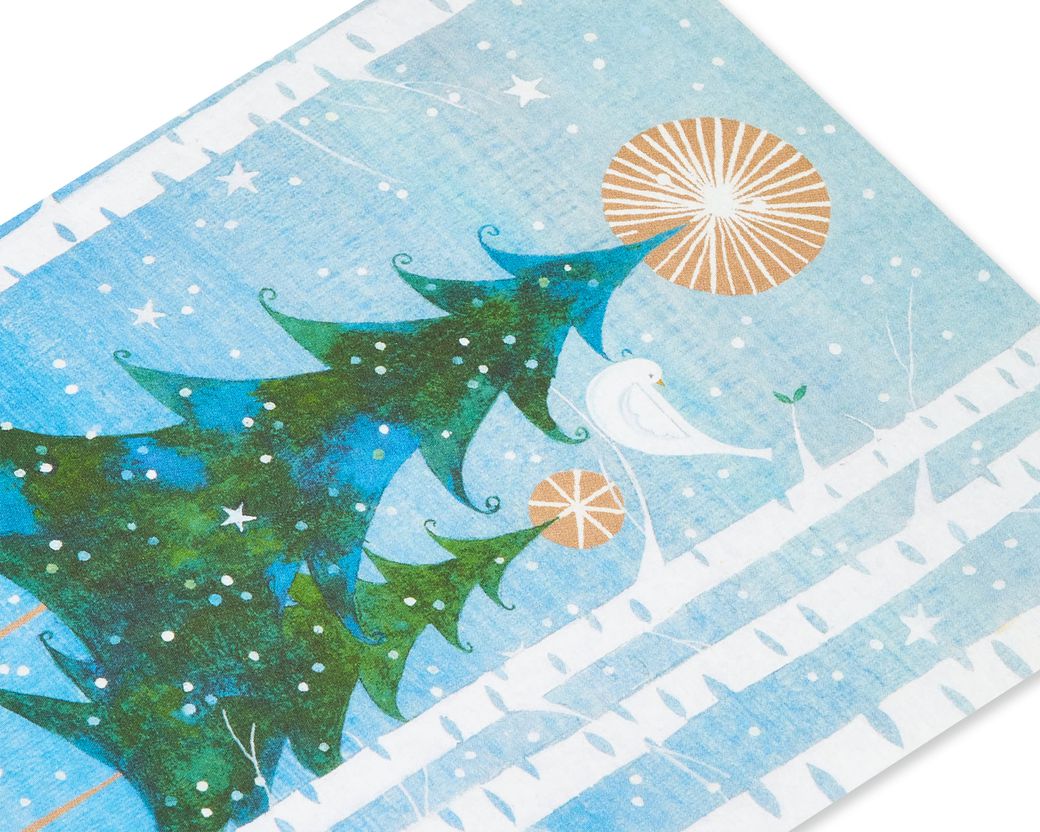 Holiday Snowbird and Tree Christmas Cards Boxed Cards - Glitter Free, 20-Count Image 4