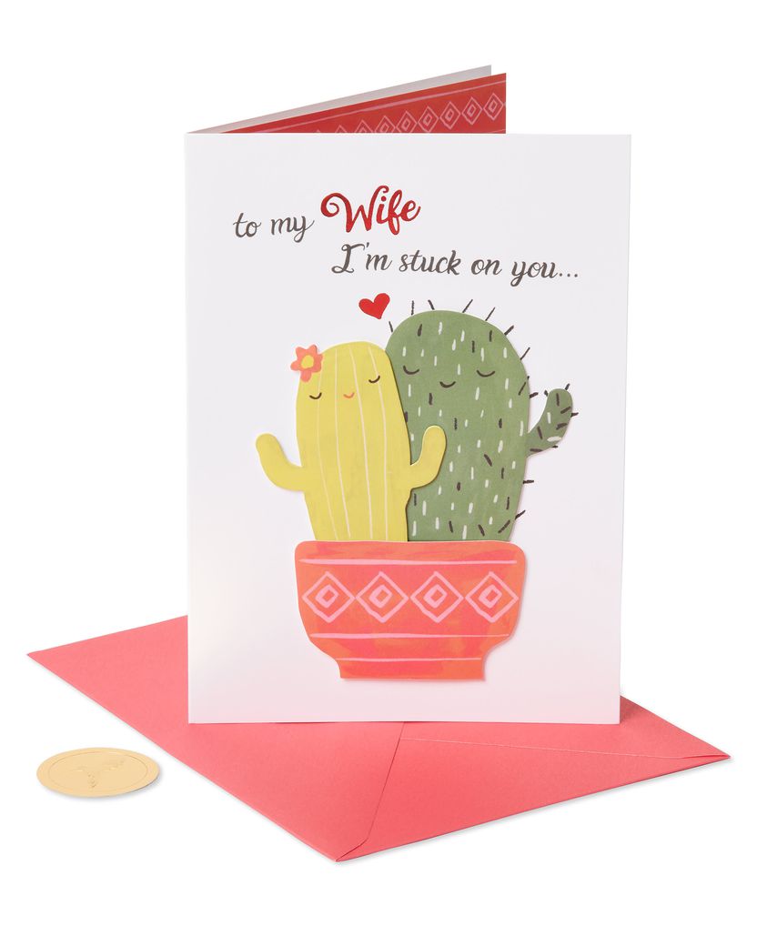 Cacti Funny Valentine's Day Greeting Card for Wife Image 4