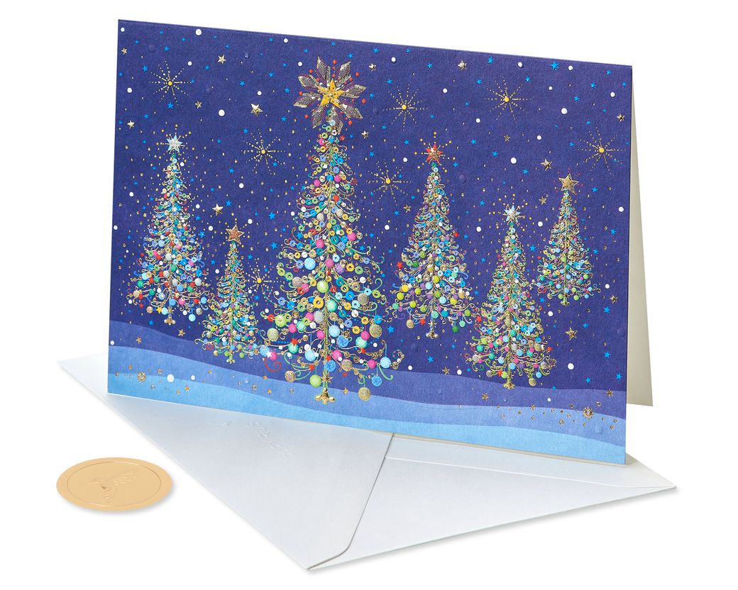 Magical Row of Holiday Christmas Trees Holiday Boxed Cards, 14-Count Image 5