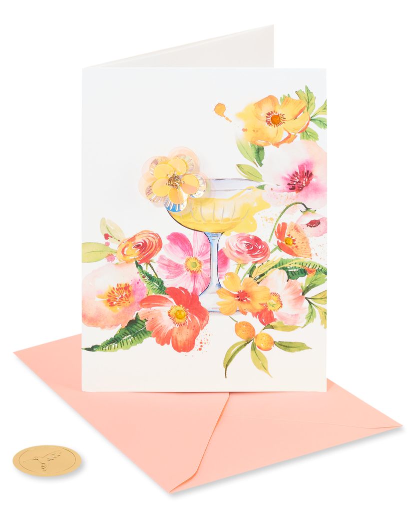 Floral Cocktail Birthday Greeting Card Image 3