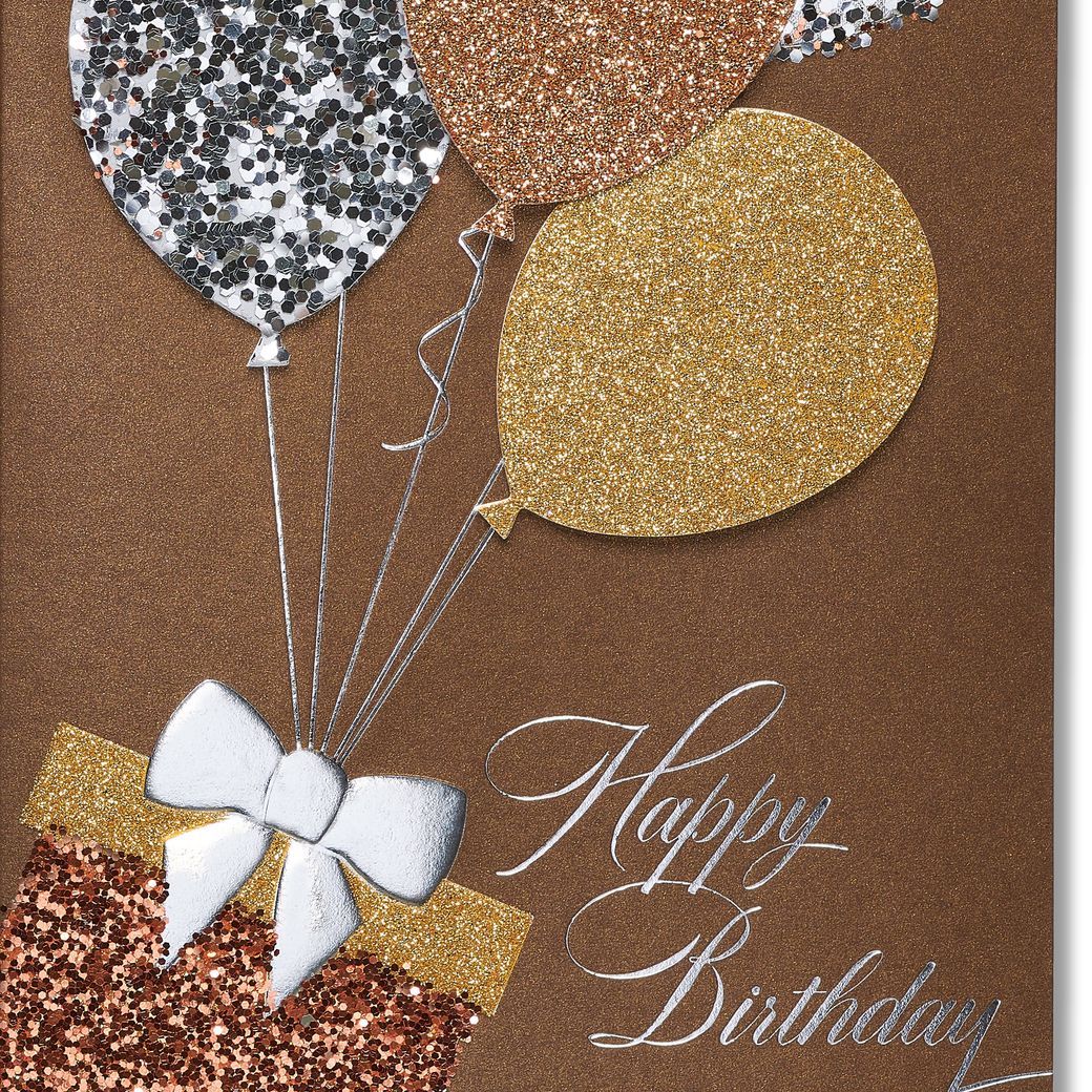 Glitter Balloons Birthday Greeting CardImage 1