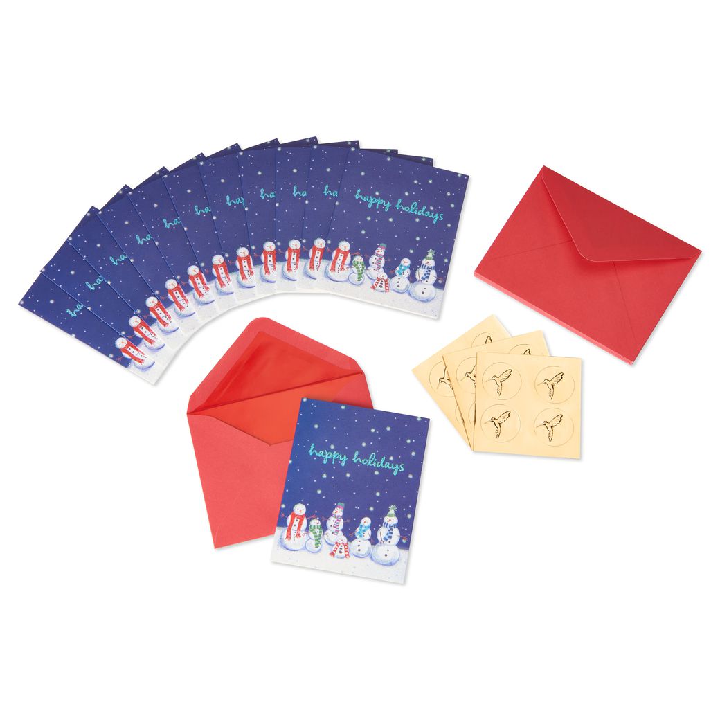 Happy Holidays Snowmen Christmas Boxed Cards, 20-Count Image 3