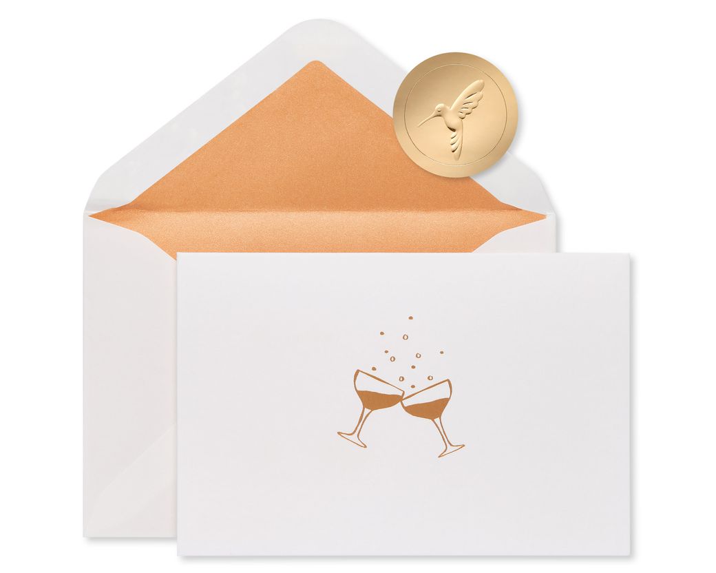 Champagne Glasses Blank Cards With Envelopes, 16-Count