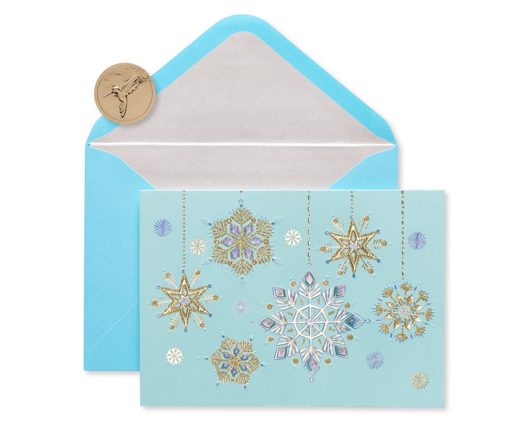 Hanging Glitter Snowflakes Holiday Boxed Cards, 12-Count Image 1