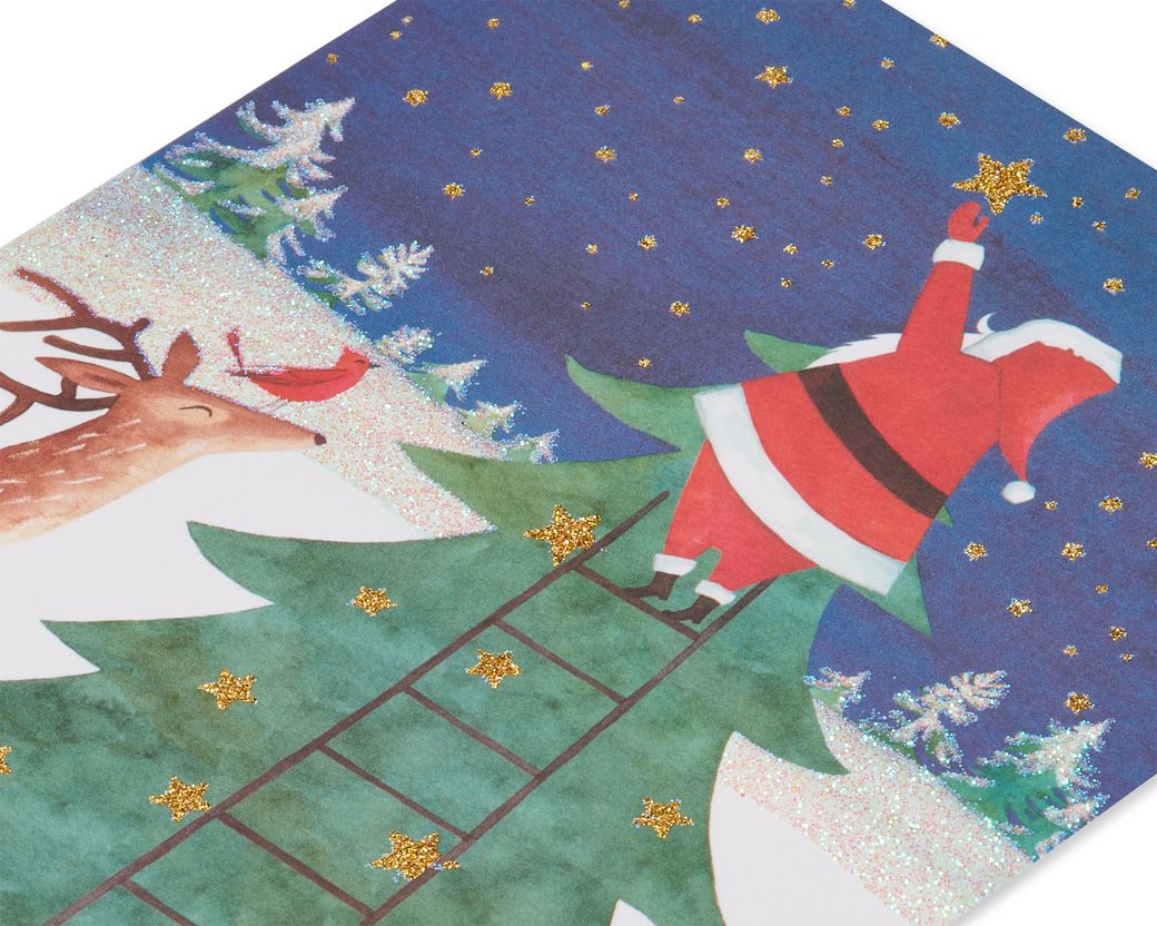 Santa Reaching for a Holiday Star Christmas Cards Boxed 14-CountImage 5