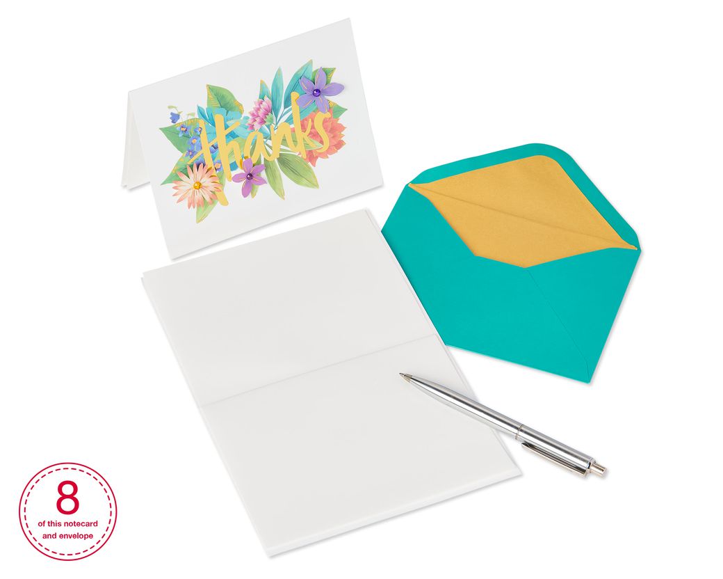 Botanical Floral Boxed Thank You Cards And Envelopes, 8-Count - Papyrus