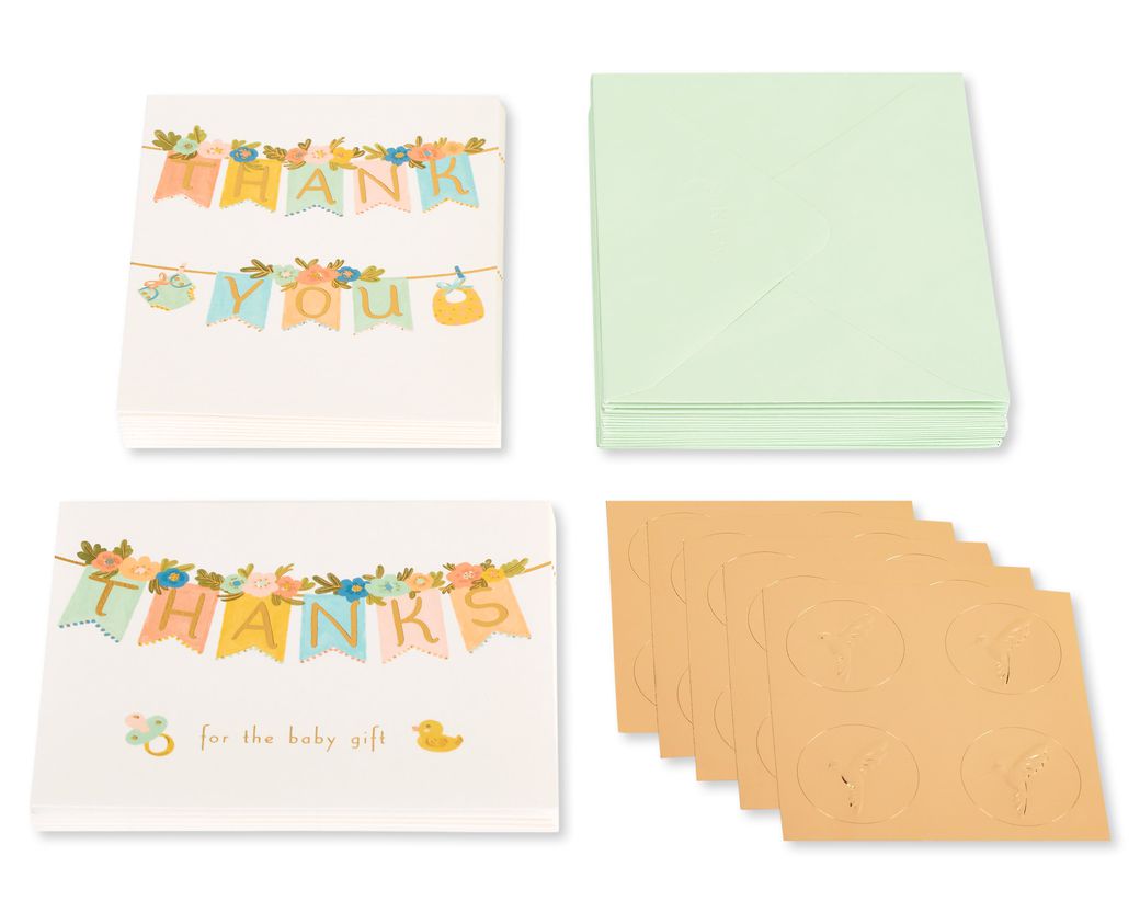 Baby Banner Thank You Boxed Blank Note Cards with Envelopes, 20-Count Image 3