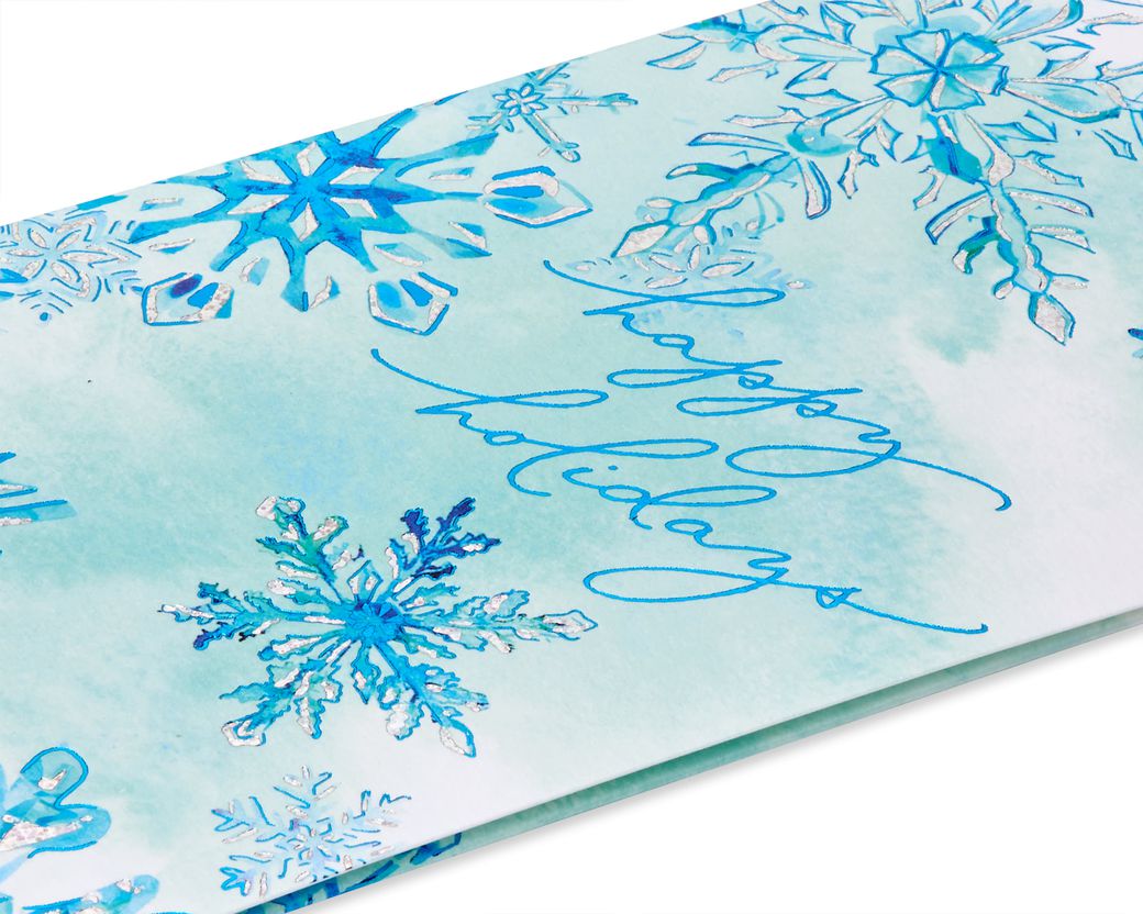 Watercolor Snowflakes Happy Holidays Greeting CardImage 3
