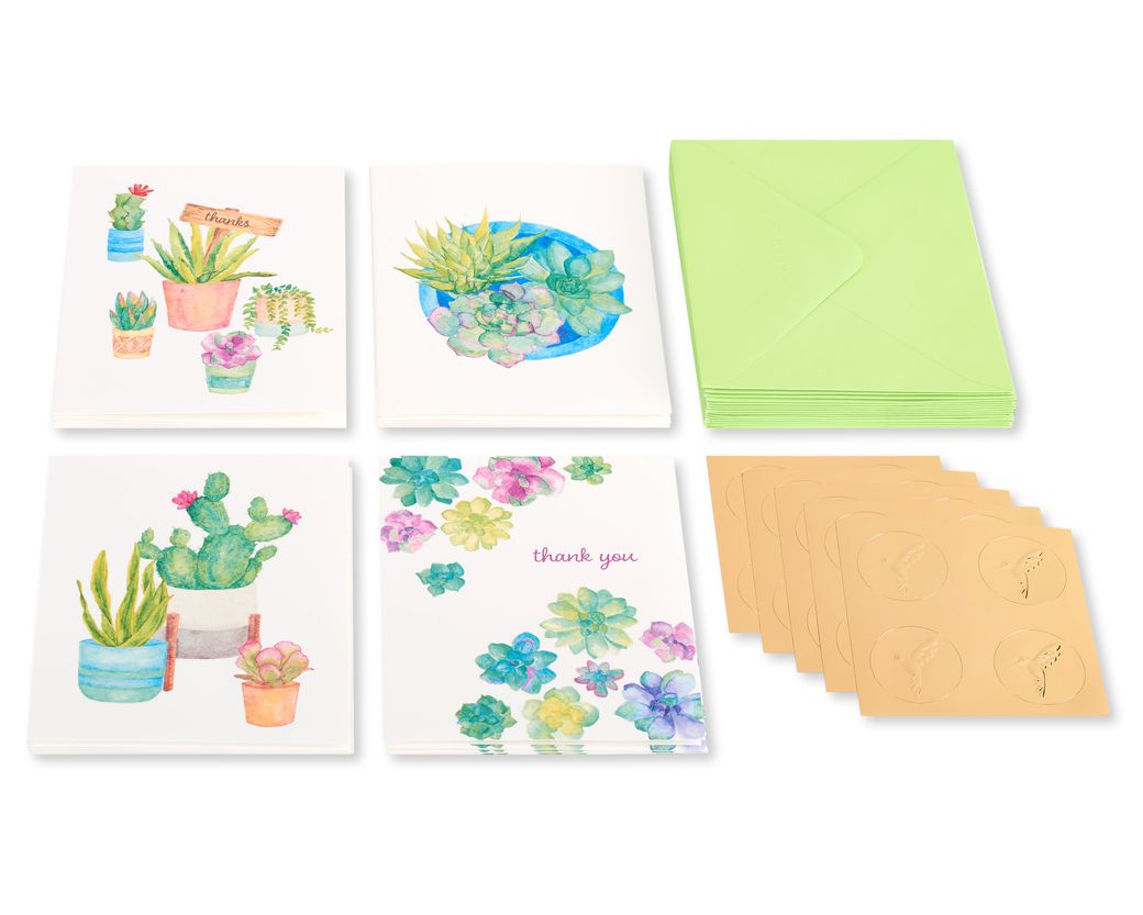 Succulents Boxed Thank You Cards And Envelopes, 20-Count - Papyrus
