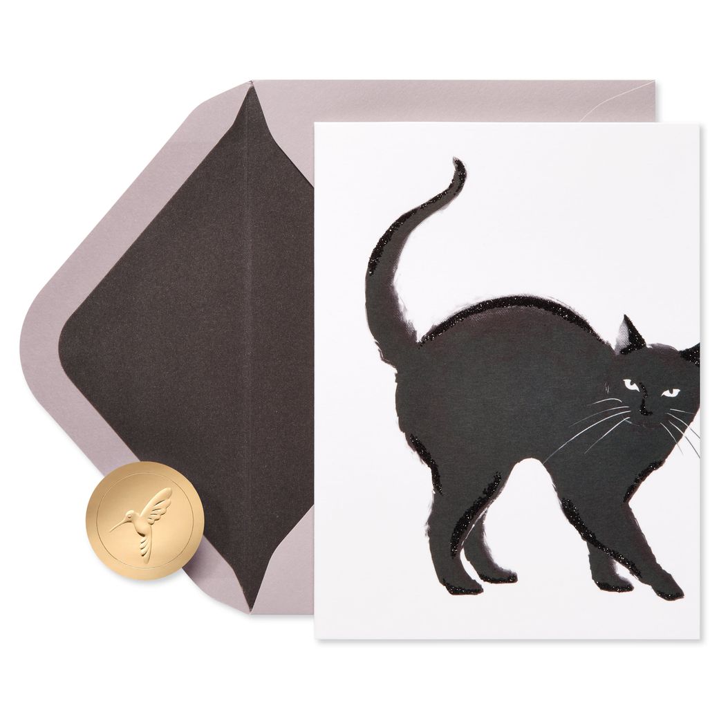 Black Cat Halloween Greeting Card Image 1