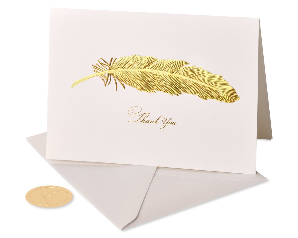 Blank Inside Feather Blank Thank You Greeting Card