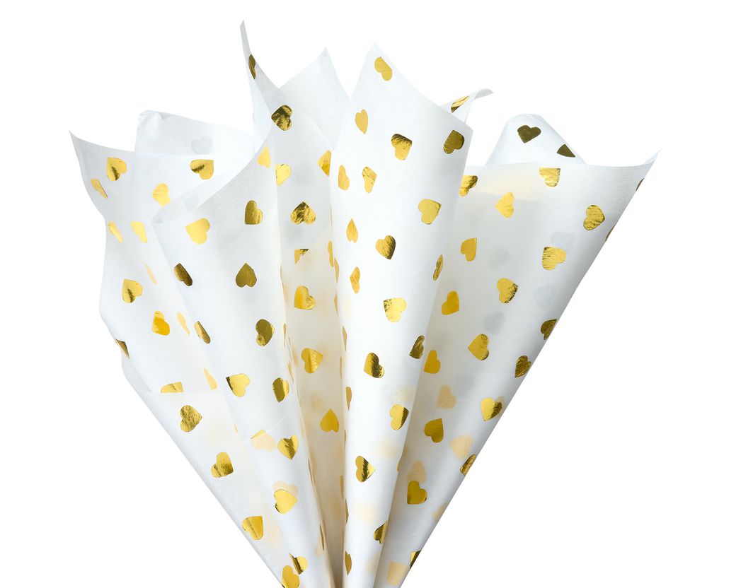 Gold Foil Hearts Tissue Paper, 4-Sheets - Papyrus