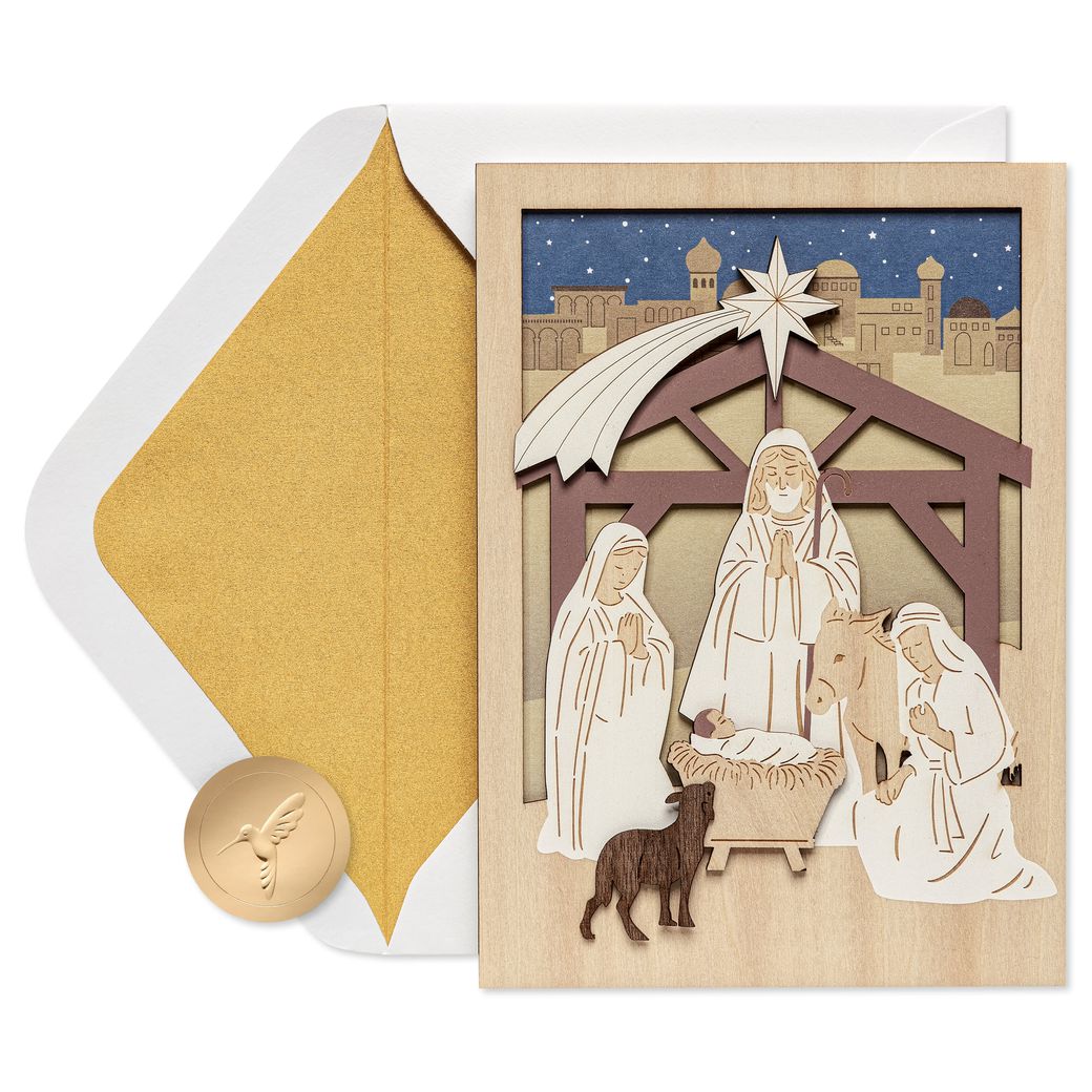 A Child is Born Religious Christmas Greeting Card Image 1