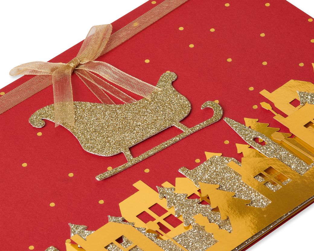 Gold Glitter Holiday Holiday Boxed Cards, 8-Count Image 4