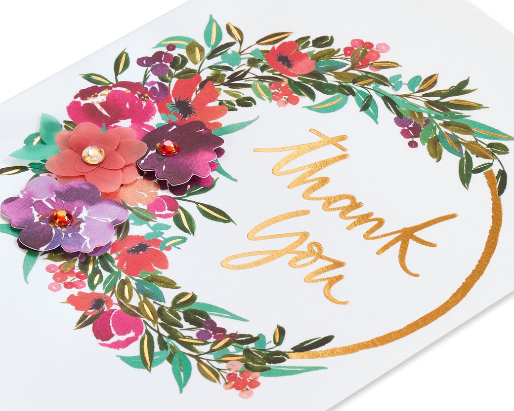 Painterly Wreath Thank You Greeting Card - Papyrus