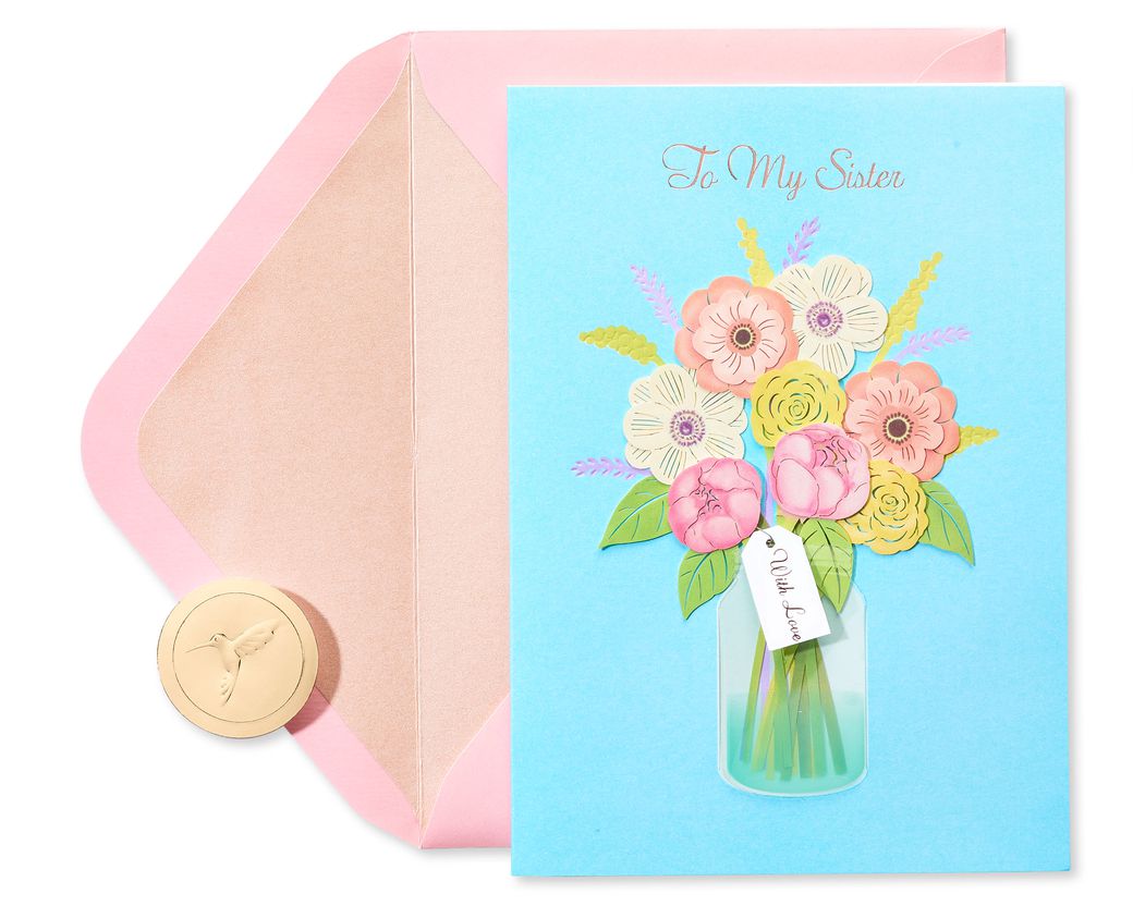 Floral In Vase Birthday Greeting Card