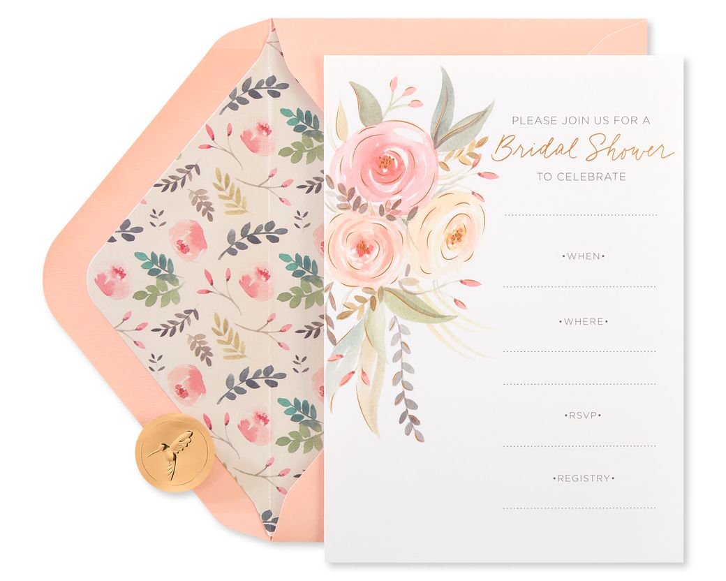 DB Party Studio Bridal Shower Miss to Mrs Pretty Floral Fill In Blank  Invitations with Envelopes ( Pack of 25 ) Large 5x7 Flower Blossom Striped  Border Maid Ma…