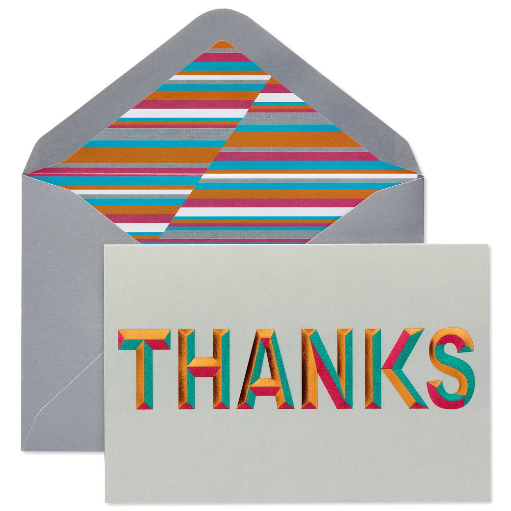 Beveled Thanks Thank You Boxed Blank Note Cards With