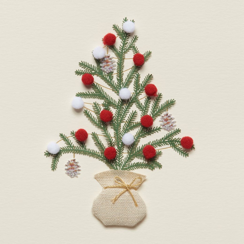 Christmas Tree With Pom Poms Christmas Greeting Card - Papyrus