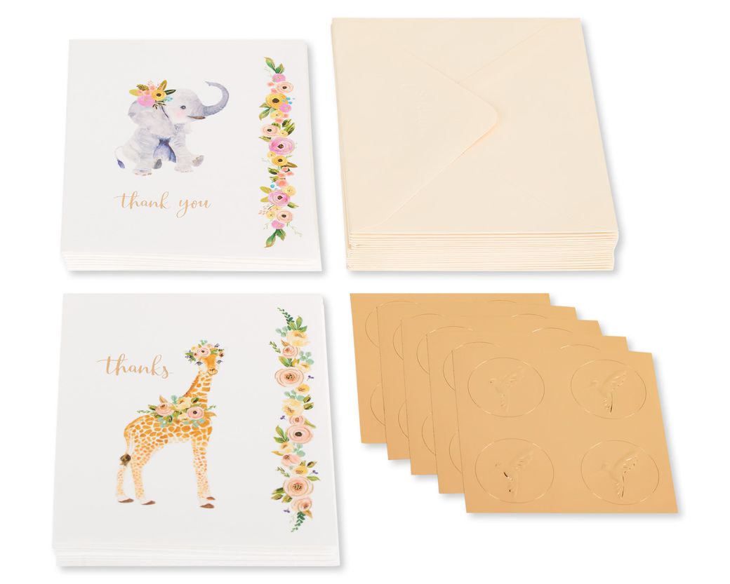  Papyrus Thank You Cards with Envelopes, Message in a Bottle and  Orchid (2-Count) : Everything Else