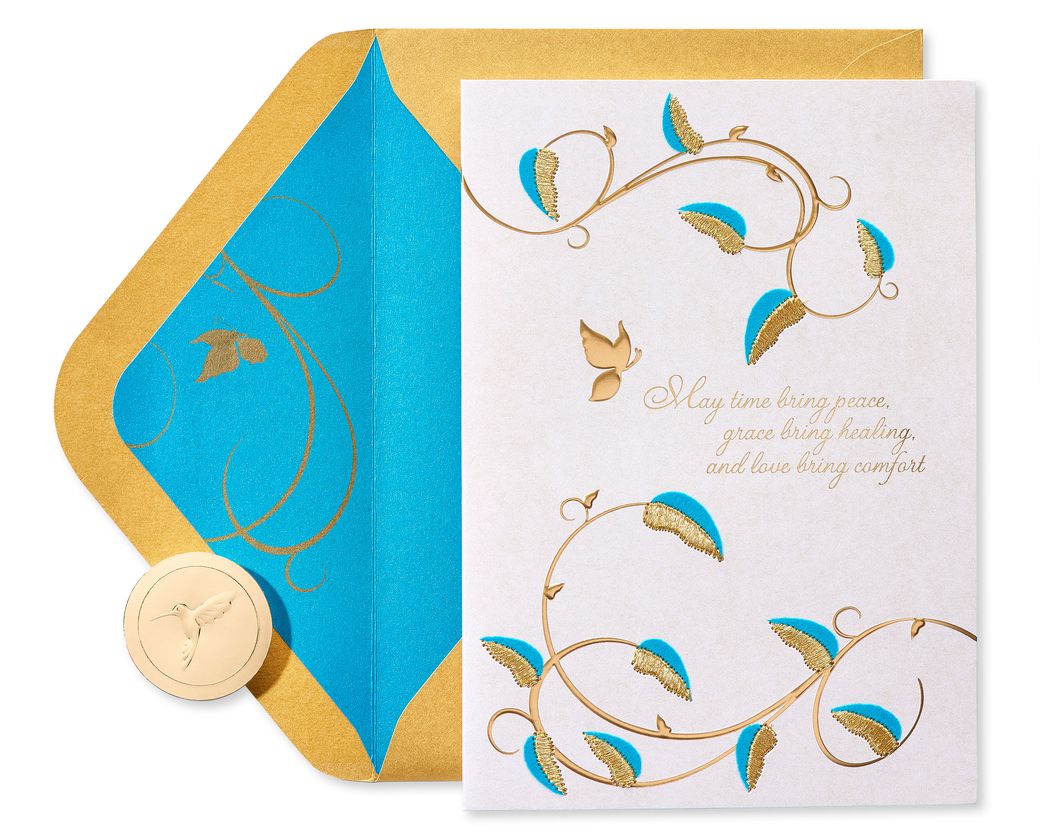 Teal and Gold Sympathy Greeting Card