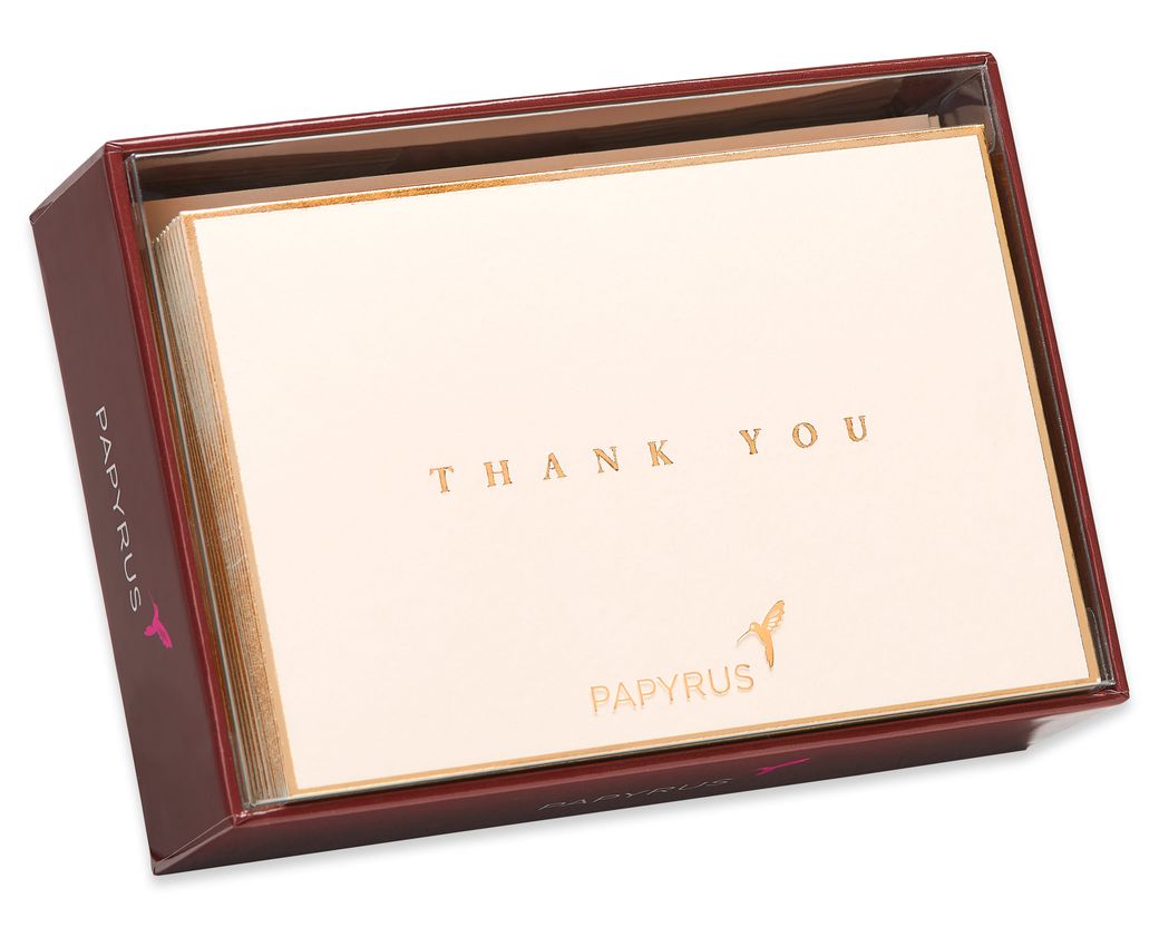 Gold Border Thank You Boxed Blank Note Cards And Envelopes, 16