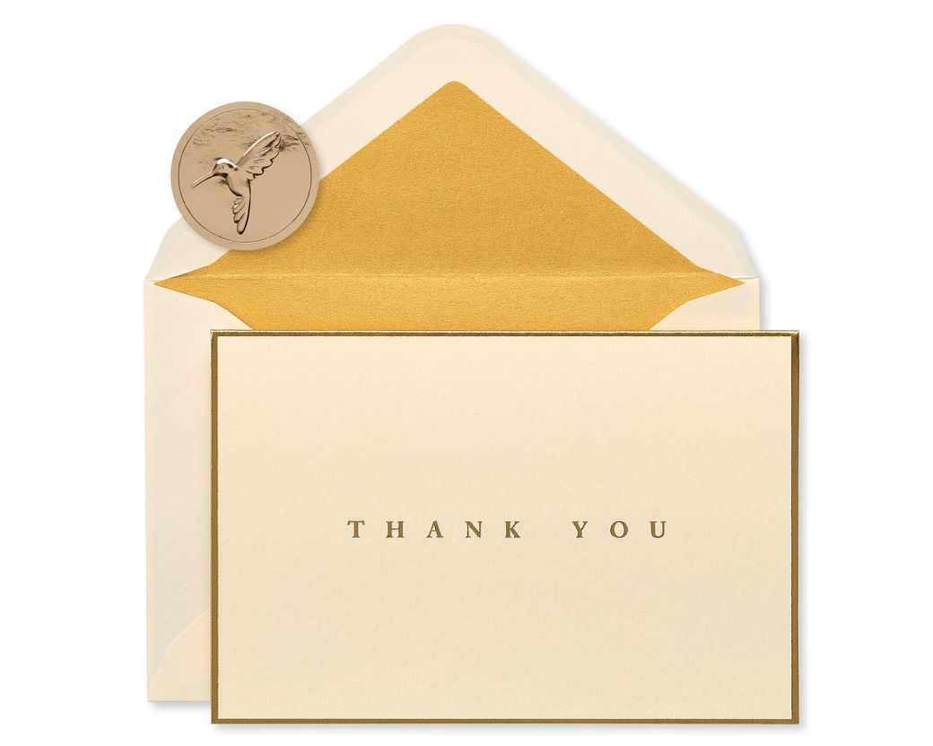 Gold Border Thank You Boxed Blank Note Cards And Envelopes, 16