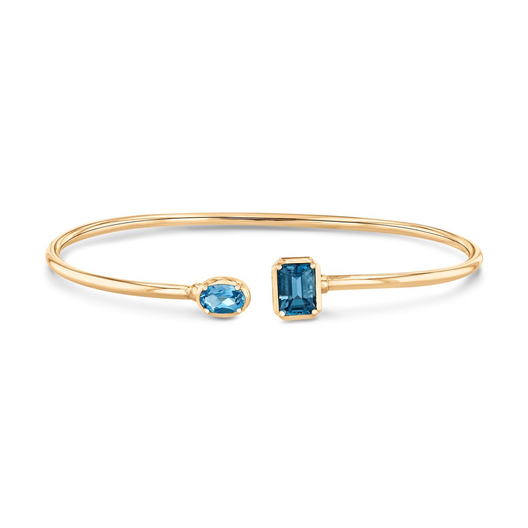 Papyrus London Blue Topaz And Blue Topaz Yellow Gold Cuff Bracelet ...