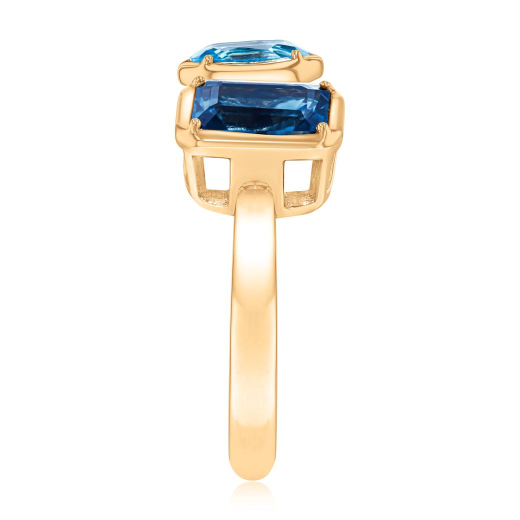 Papyrus London Blue Topaz And Blue Topaz Yellow Gold Open Ring - Papyrus