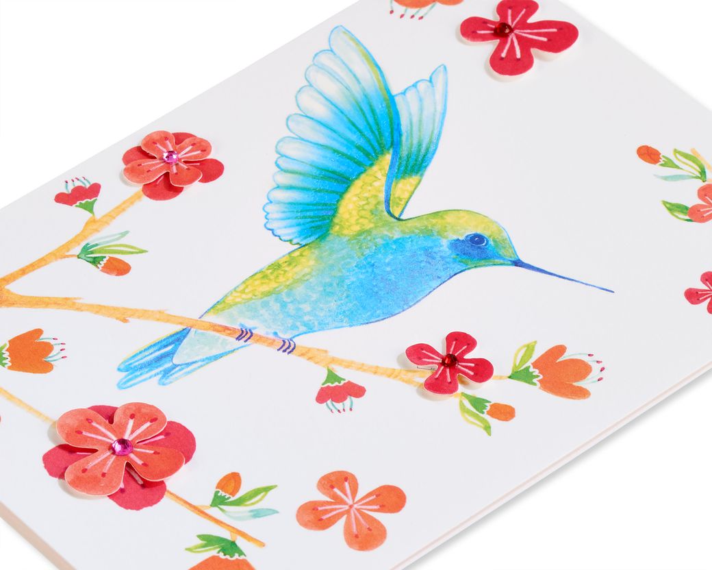 Hummingbird On Branch Blank Greeting Card Papyrus