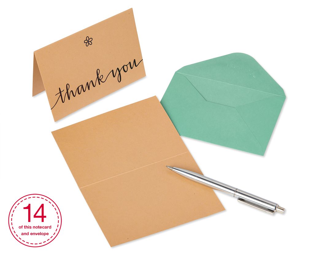 Kraft Boxed Thank You Cards And Envelopes, 14Count Papyrus