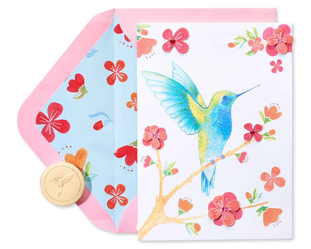 Hummingbird On Branch Blank Greeting Card Papyrus