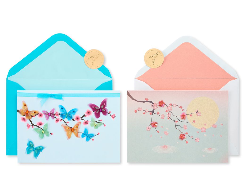 Cherry Blossoms Blank Greeting Card Bundle, 2Count Papyrus