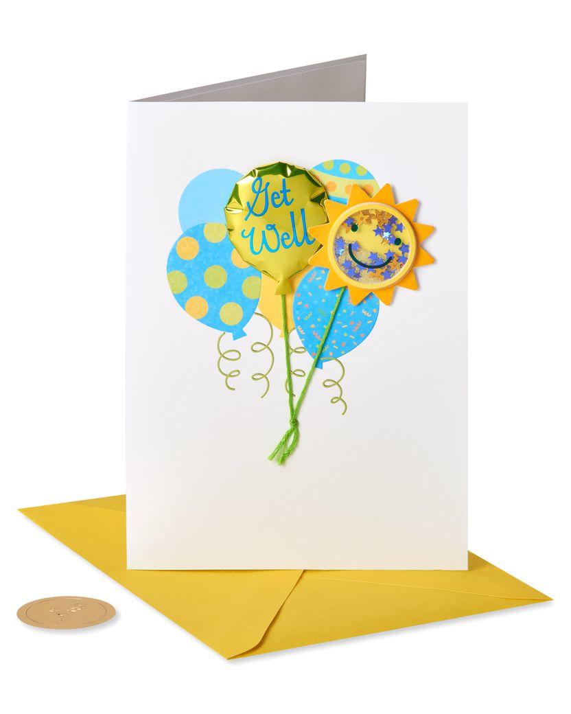 Biglietto D'auguri Papyrus 'Get Well Soon' Con Bradipo – Formato 1,46x1,46 Cm, Decorato Con Feltro E Lamina
